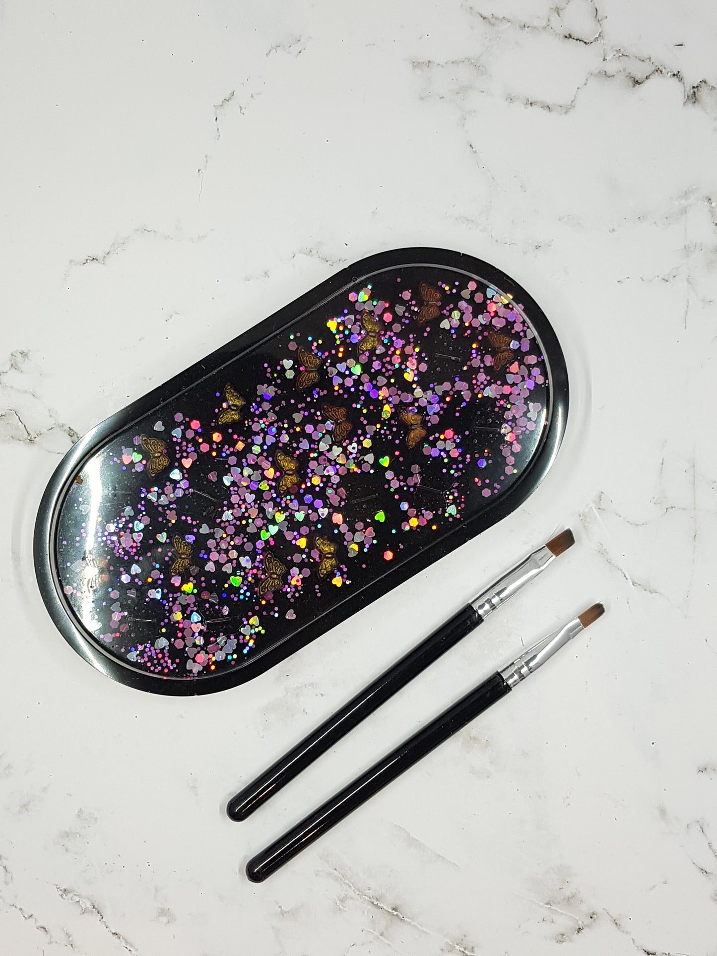 Oval Glitter Resin Trinkett Trays