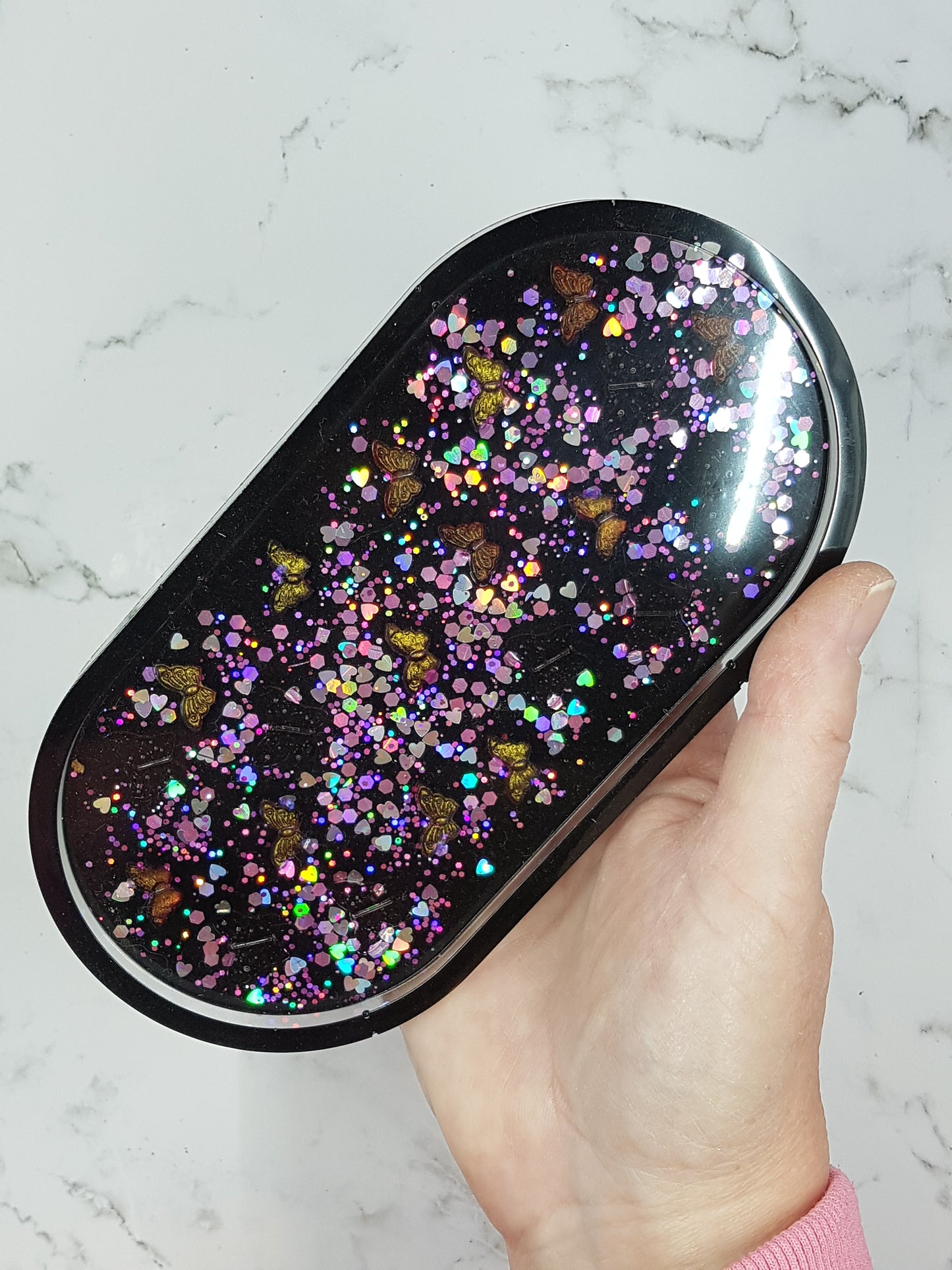 Oval Glitter Resin Trinkett Trays