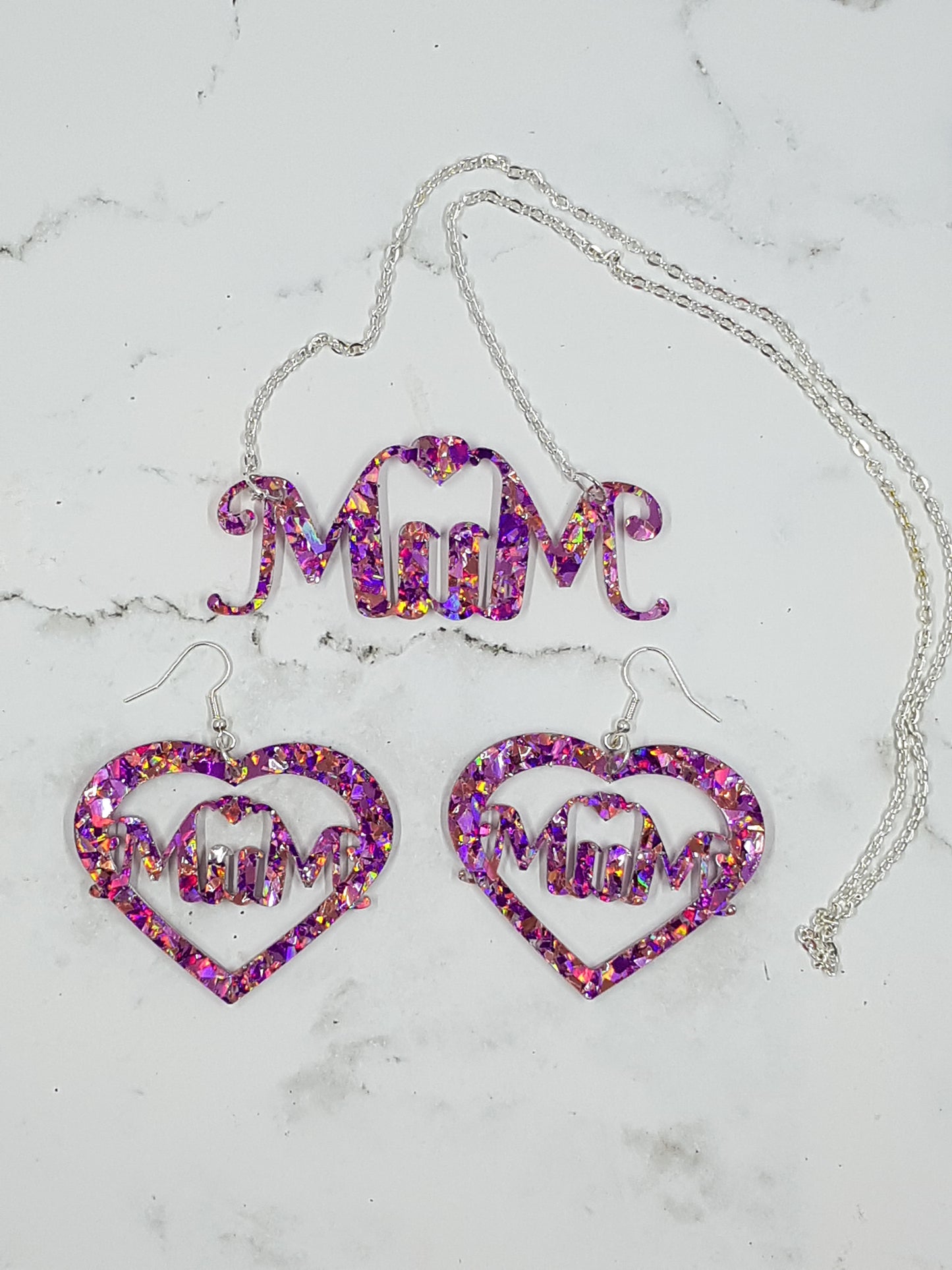 Mum Laser Cut Acrylic Pink Glitter Gift Set