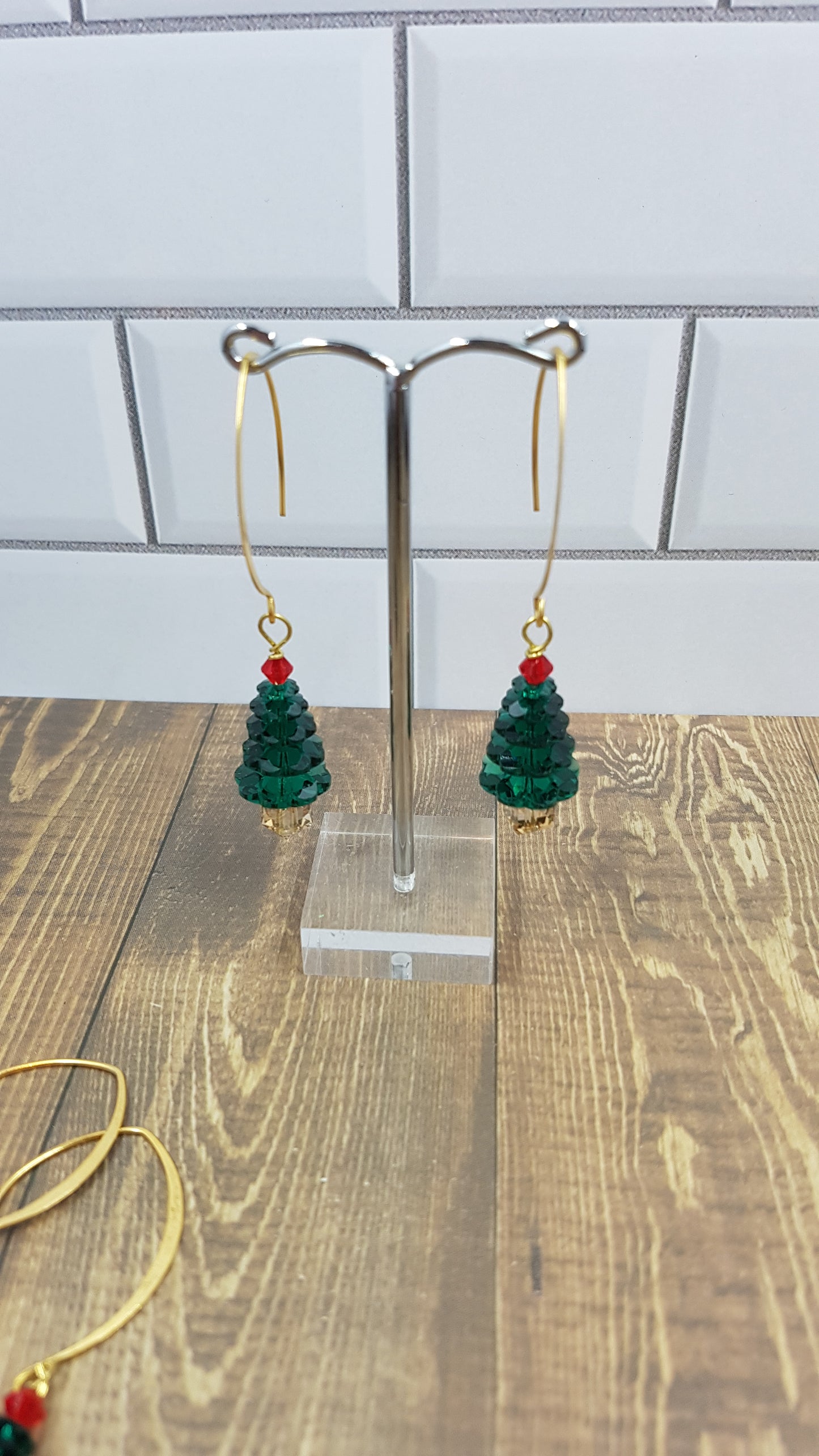 Elevate Your Holiday Style with the 5 Tier Prestige Emerald Marguerite 3700 Swarovski Crystal Beads Christmas Tree Earrings