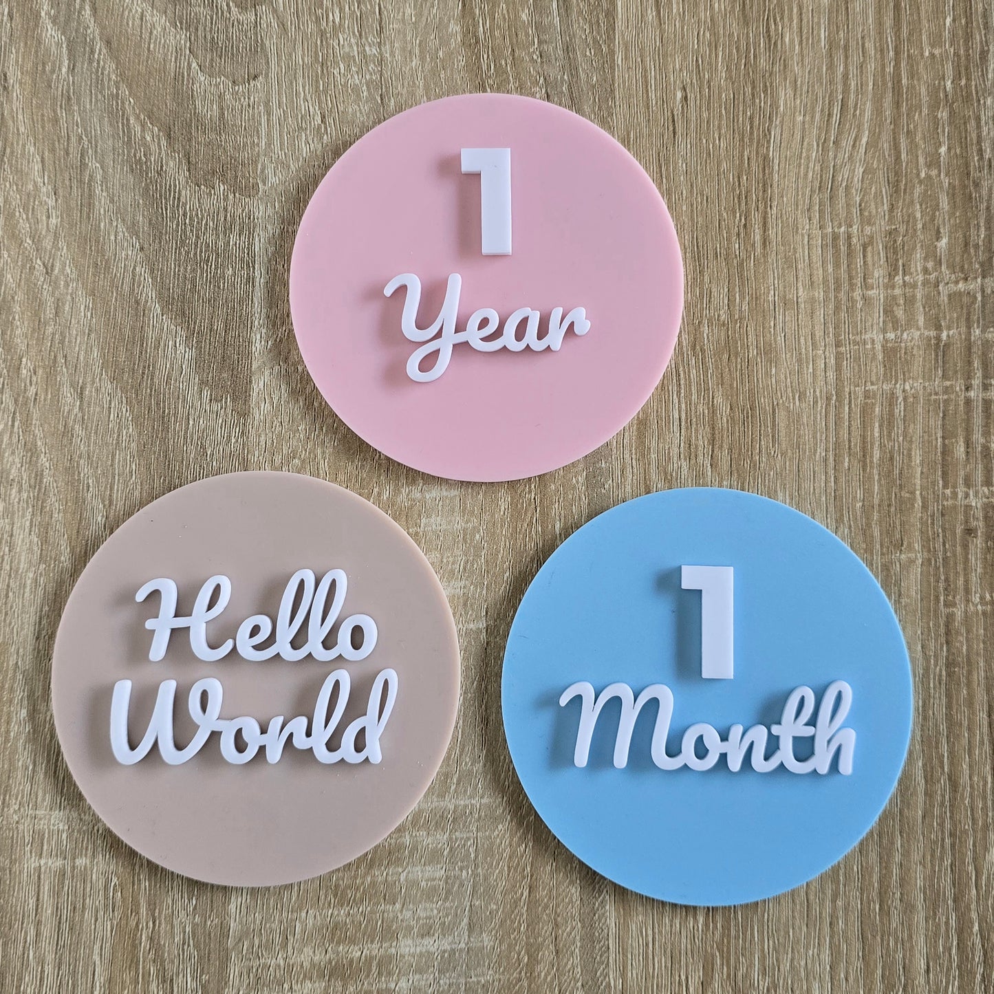 Personalised Baby Milestone Discs – 13 Piece Layered Acrylic Set (Made in Australia)