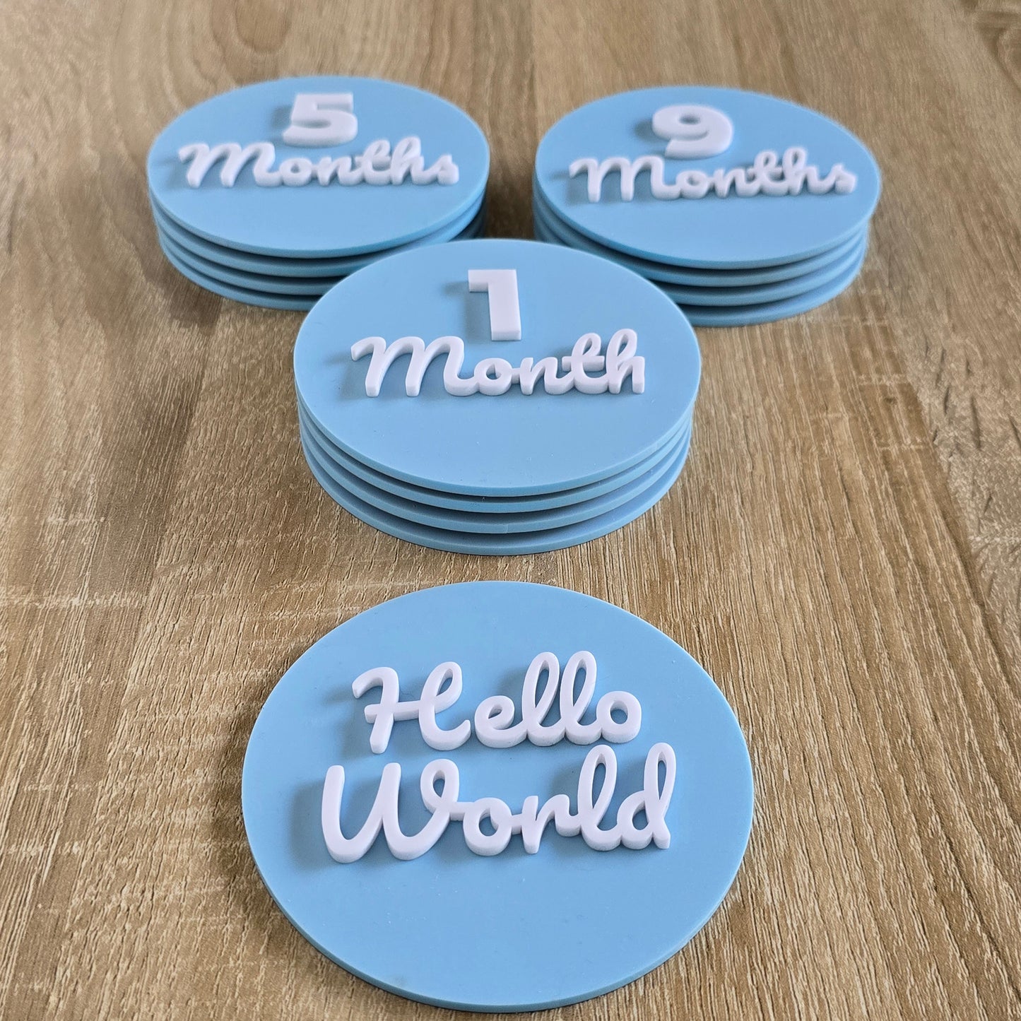 Personalised Baby Milestone Discs – 13 Piece Layered Acrylic Set (Made in Australia)