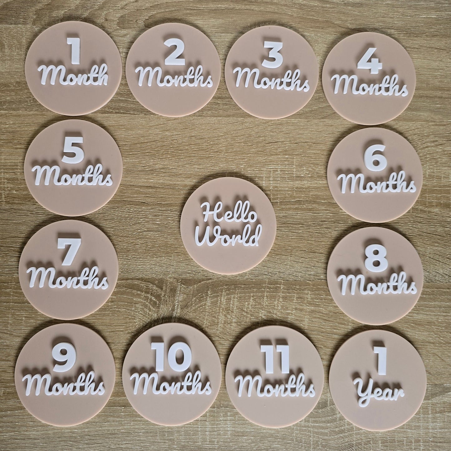 Personalised Baby Milestone Discs – 13 Piece Layered Acrylic Set (Made in Australia)