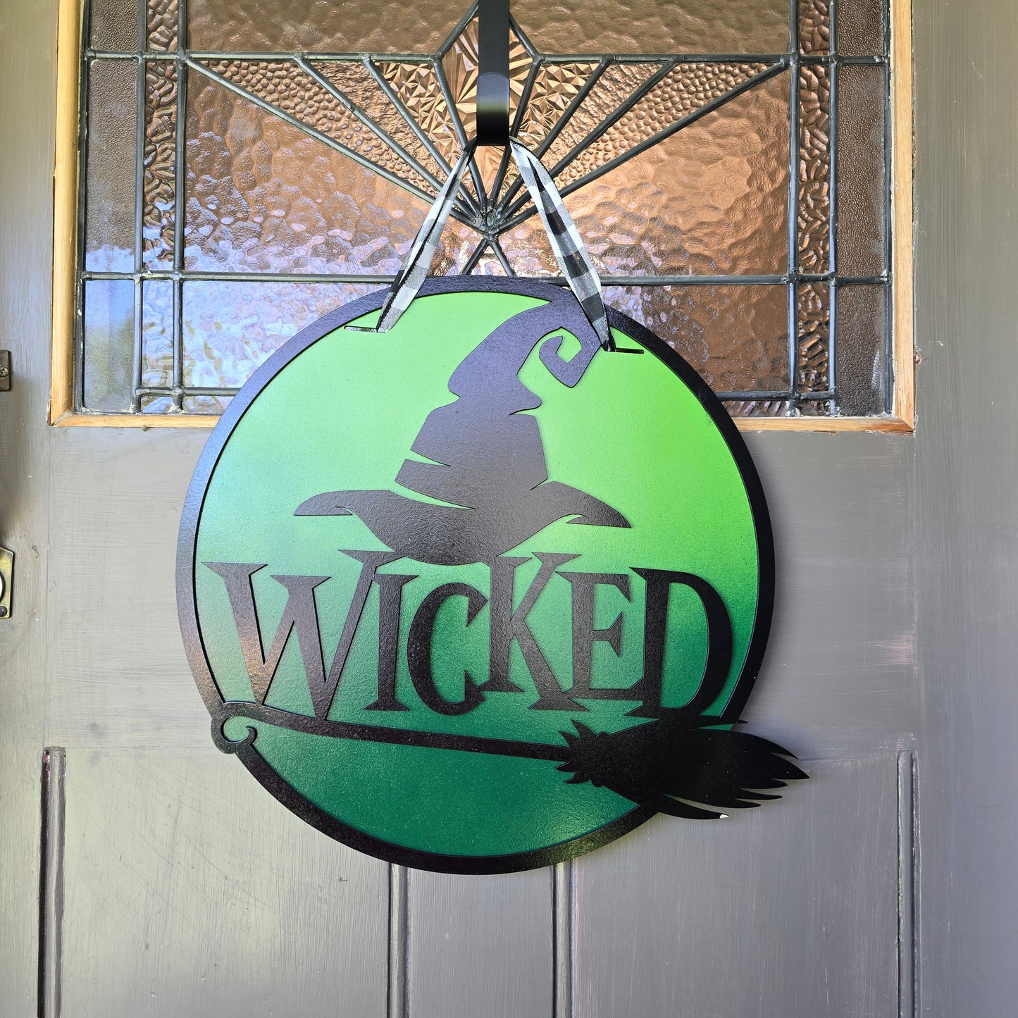 40cm Round Timber Halloween Door Sign – Laser Cut 'Wicked' Design