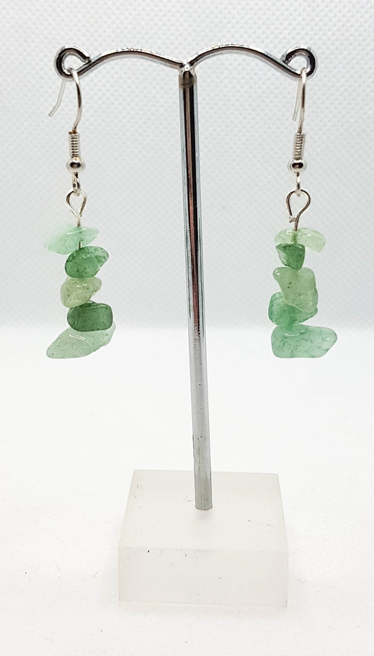 Natural Adventurine Gemstone Chip Drop Earrings