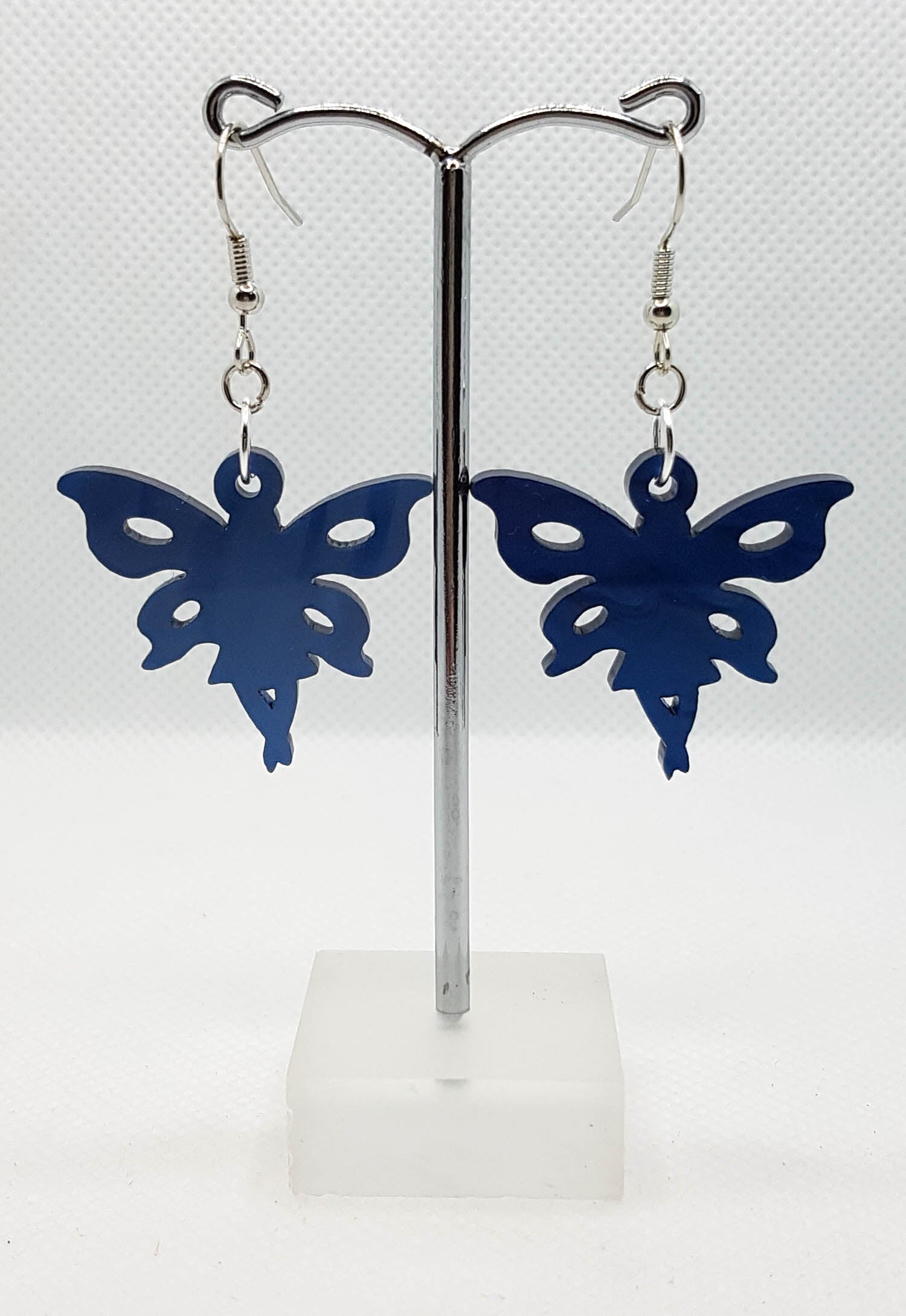 Navy Blue Acrylic Laser Cut Fairy Earrings