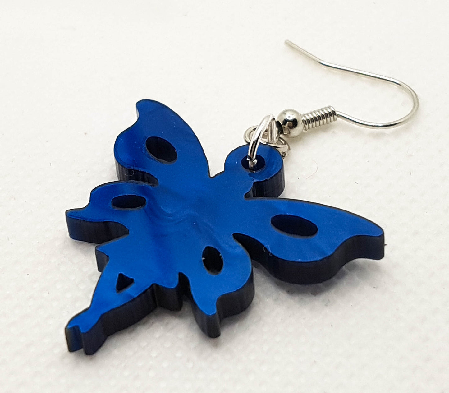 Navy Blue Acrylic Laser Cut Fairy Earrings