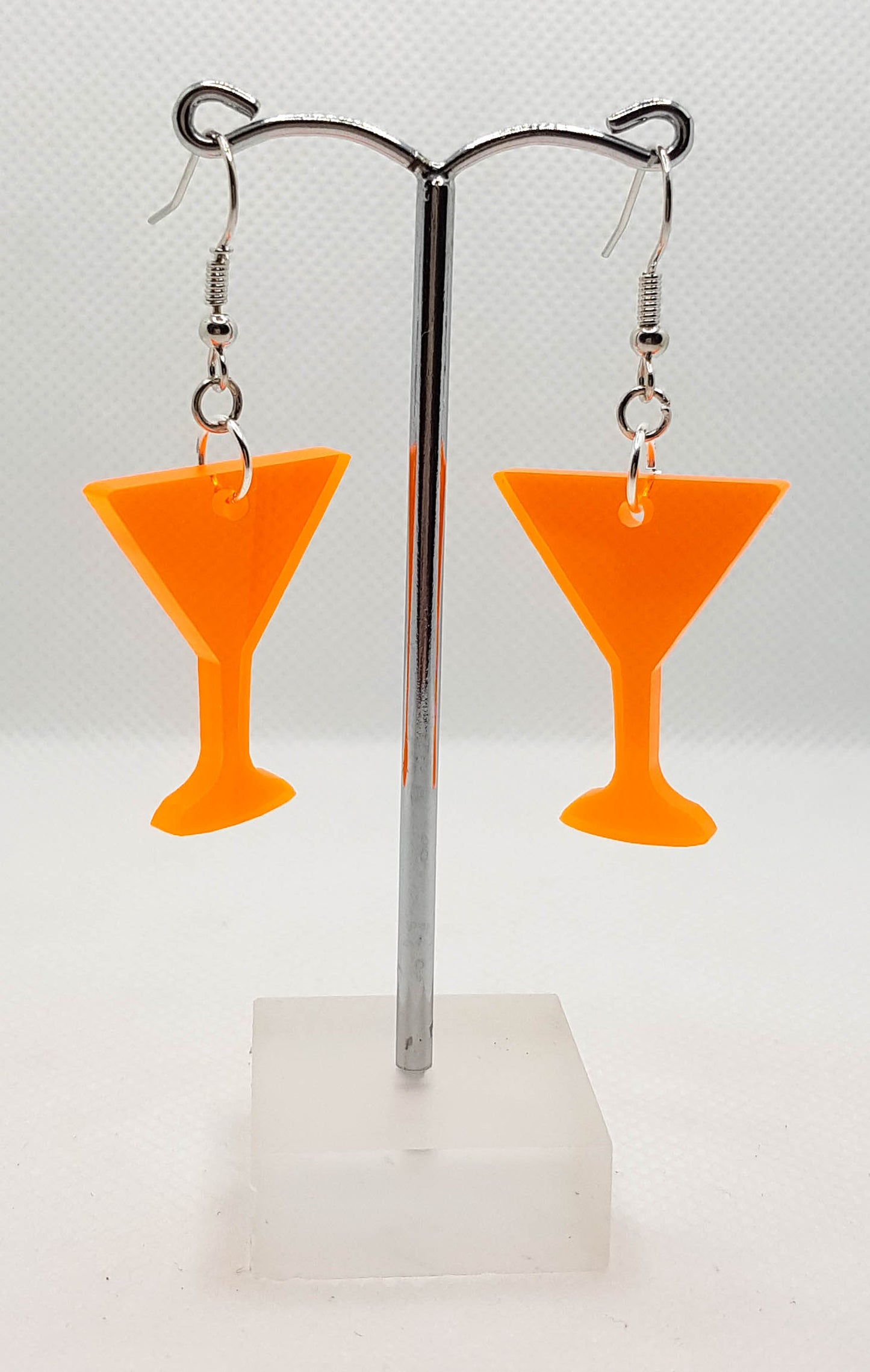 Acrylic Orange Cocktail Glass Earrings