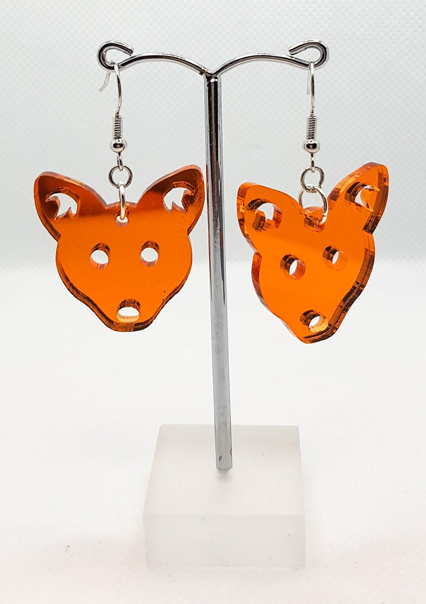 Mirrored Acrylic Laser Cut Fox Earrings