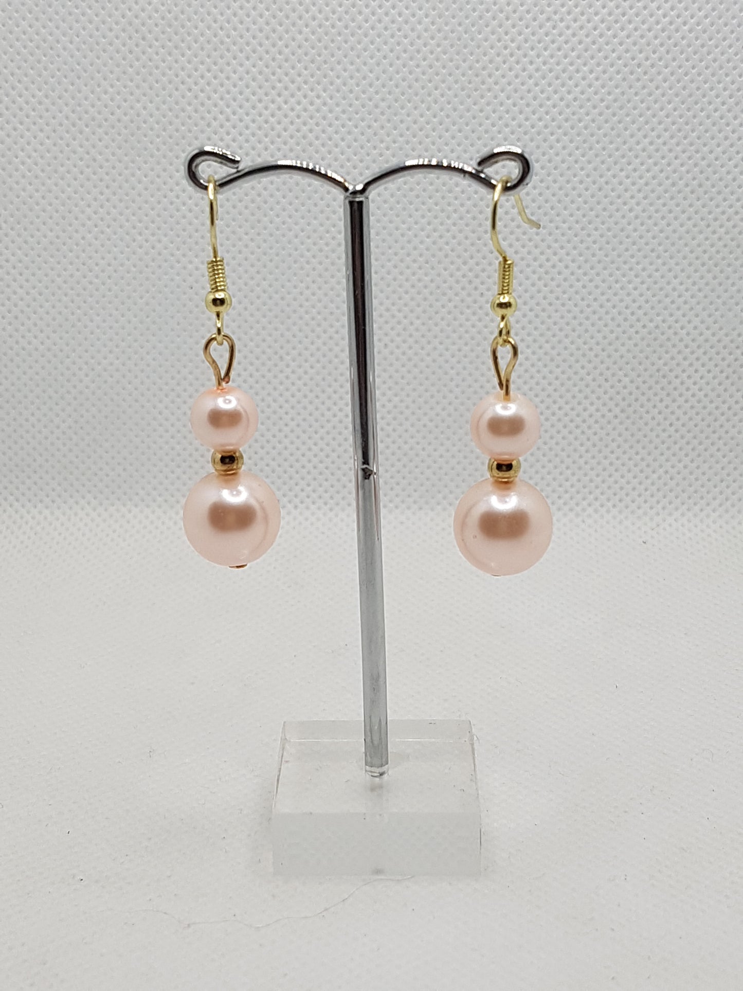 Gorgeous Large Double Shell Pink Drop Dangle Earrings with Gold plated Shepherds hooks and spacer 3