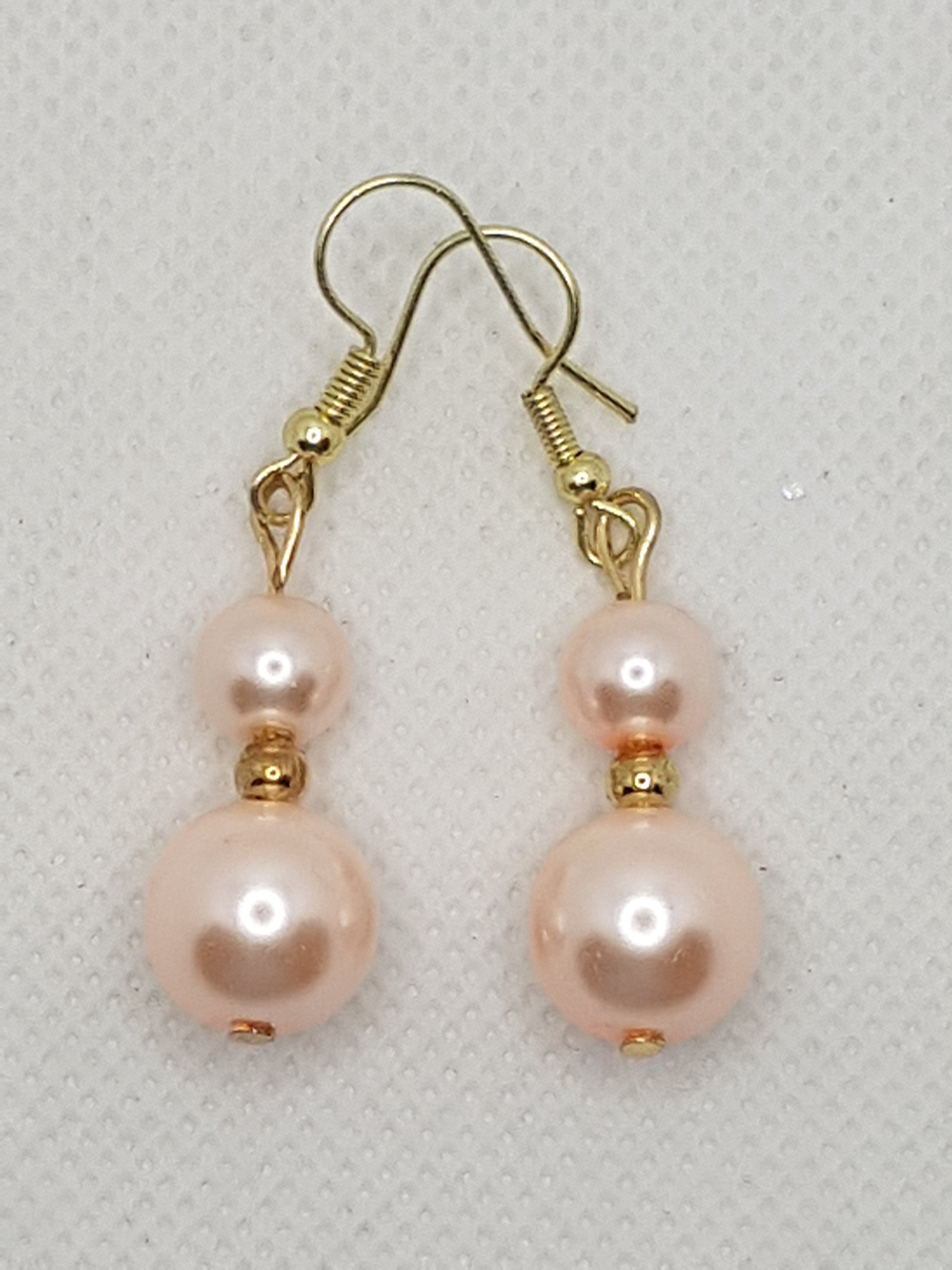 Gorgeous Large Double Shell Pink Drop Dangle Earrings with Gold plated Shepherds hooks and spacer