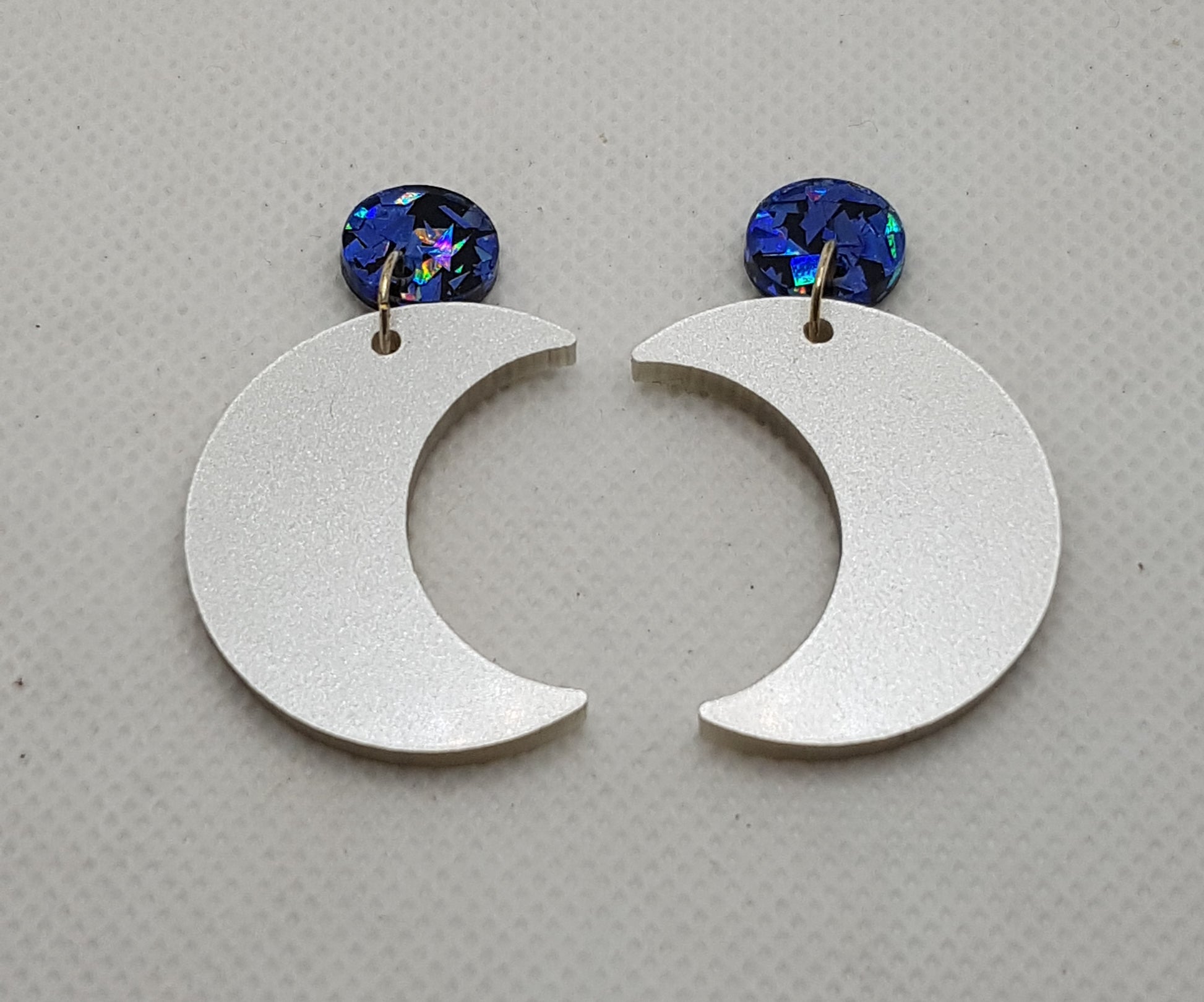 Acrylic Laser Cut Crescent Moon Earrings