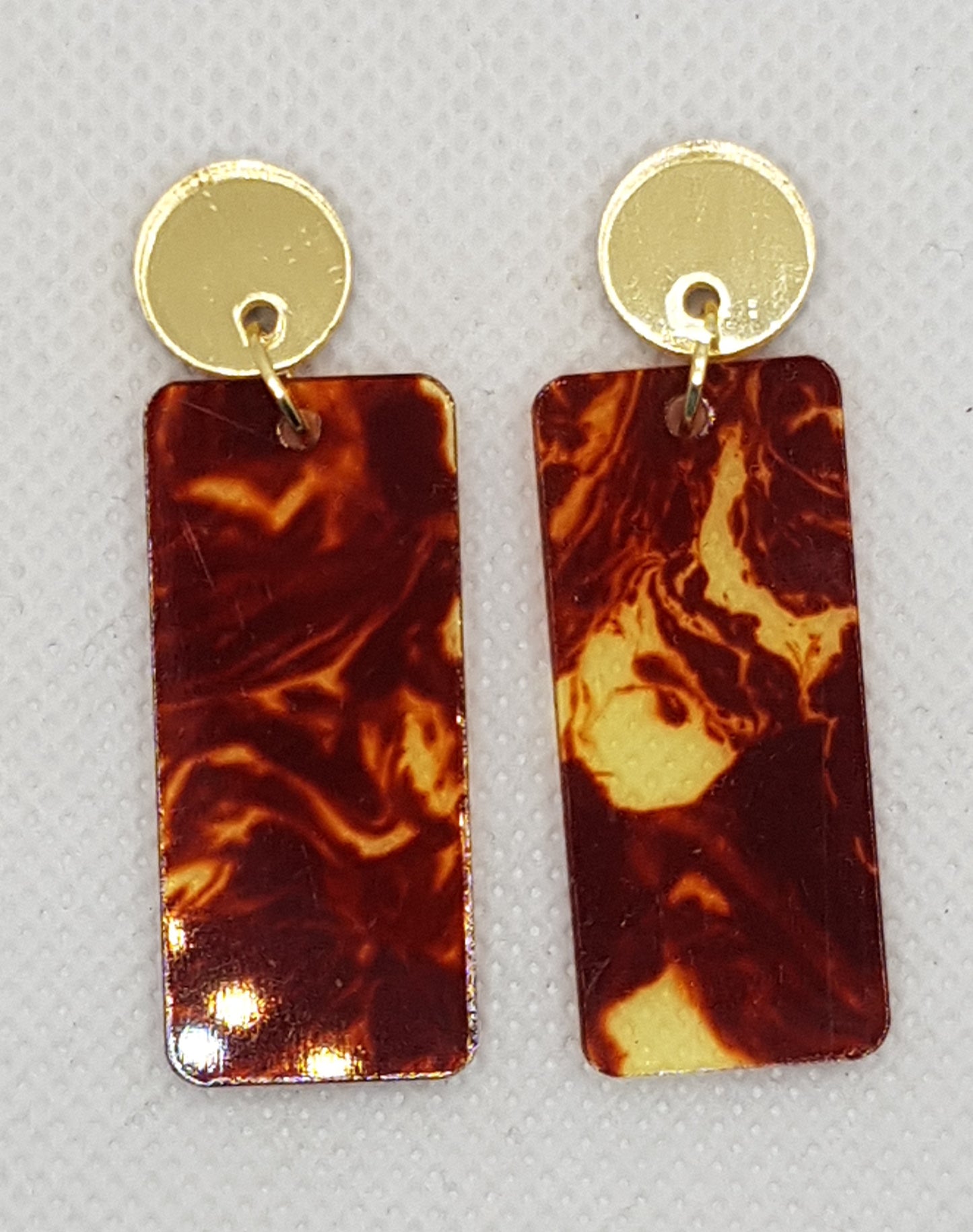 Acrylic Laser Cut Rectangle Tortoise shell Earrings 2