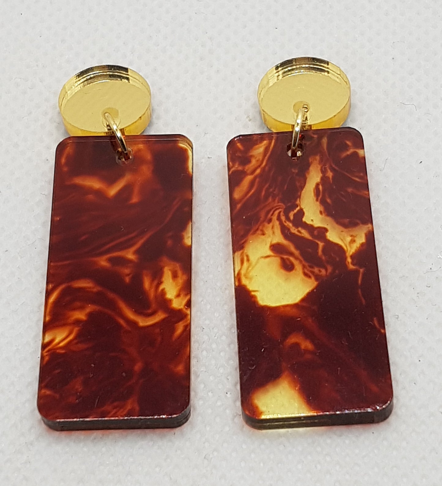 Acrylic Laser Cut Rectangle Tortoise shell Earrings