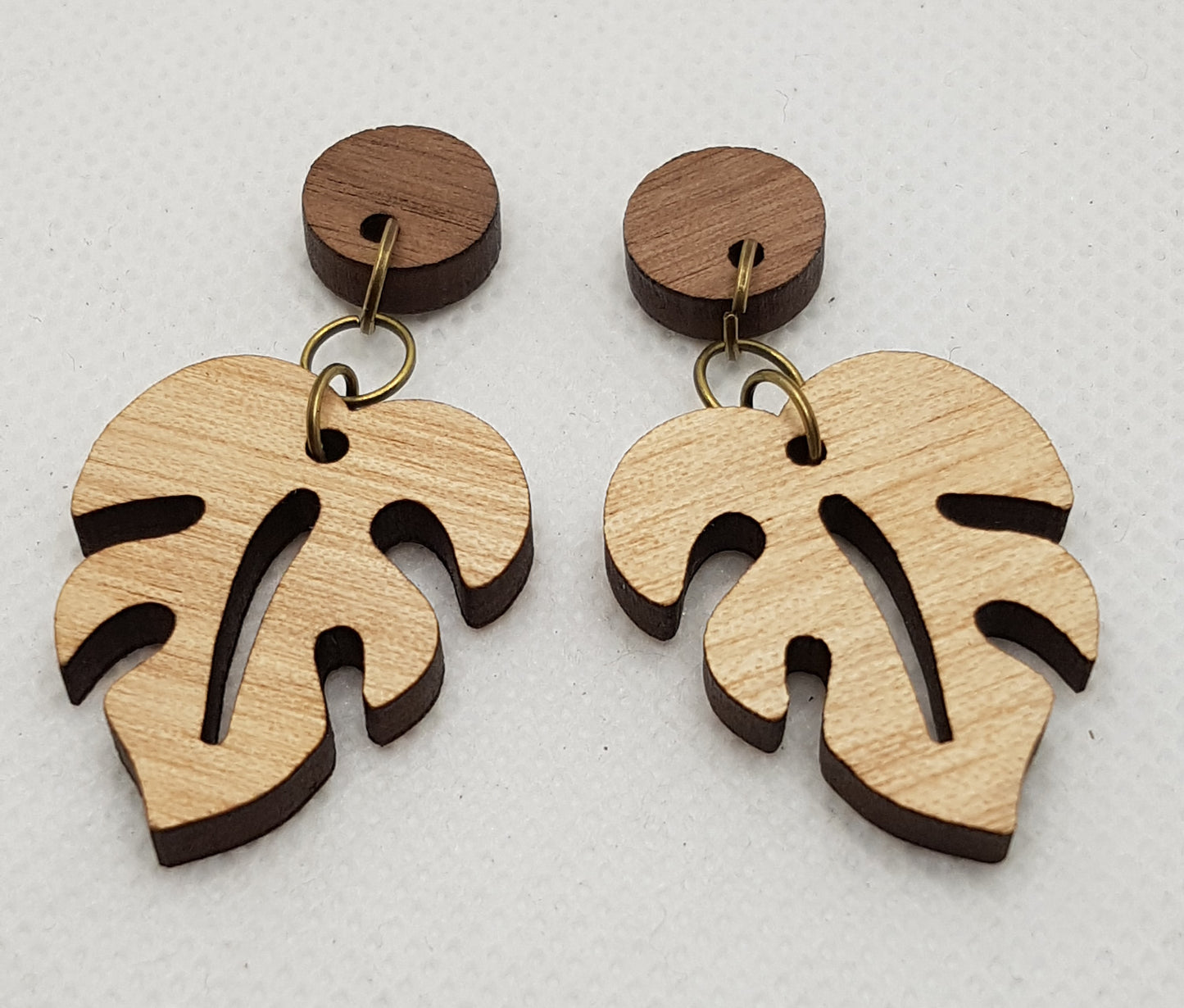 Timber Laser Cut Earrings Monstera Leaf