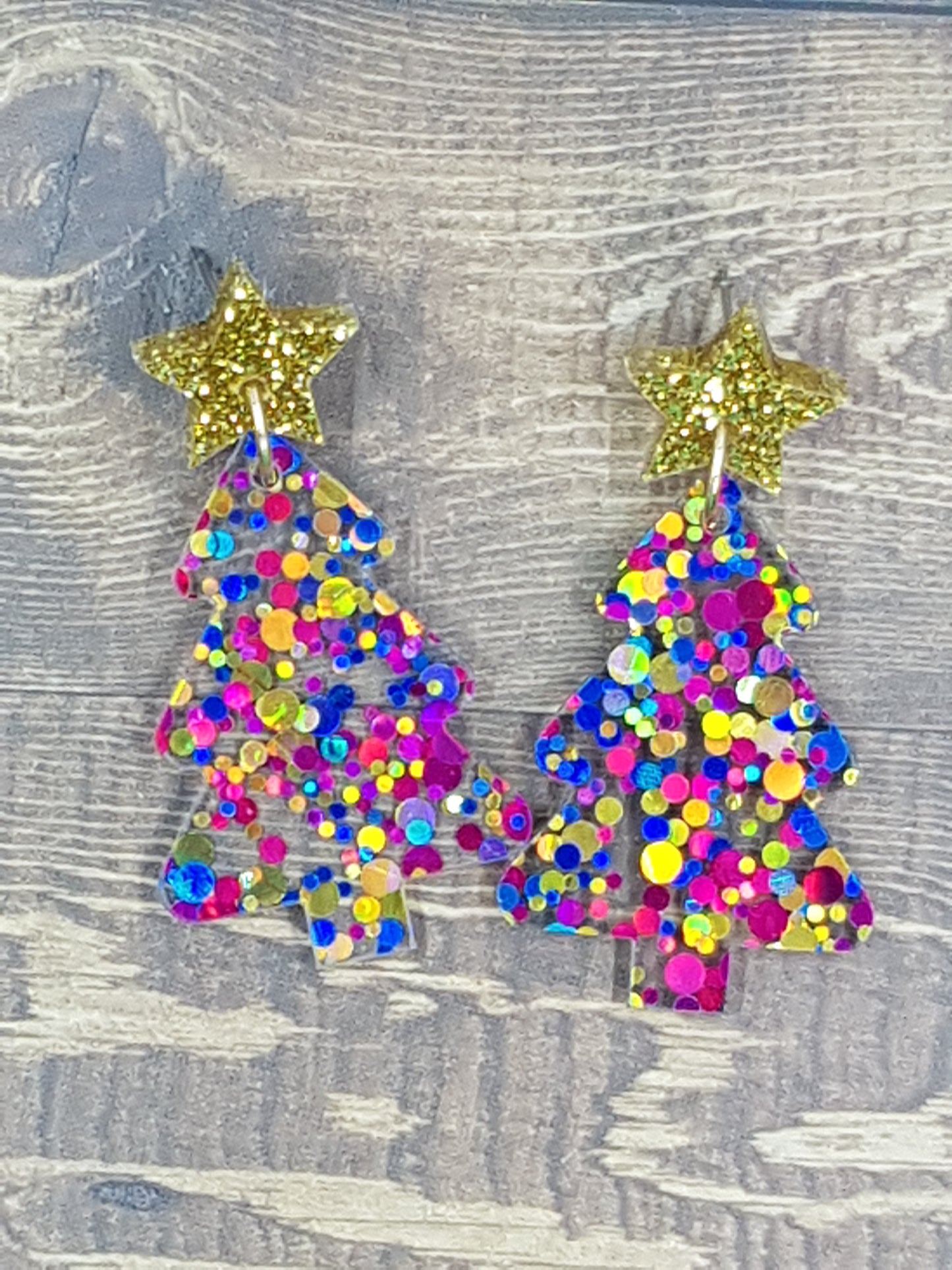 Bubble Glitter in Purple/Blue/Gold Christmas with Gold Glitter Star Topper