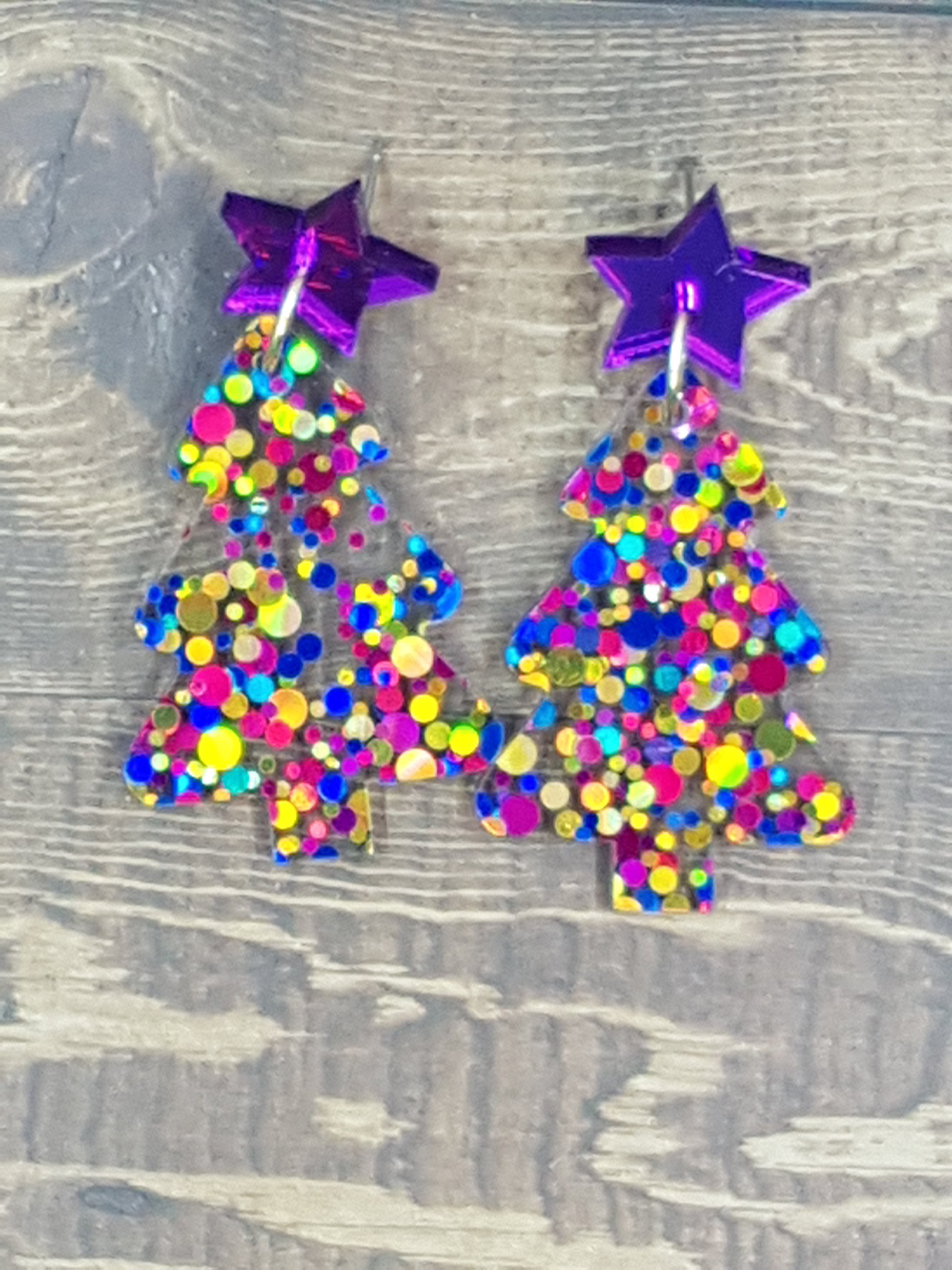 Bubble Glitter in Purple/Blue/Gold Christmas with Purple Mirror Star Topper