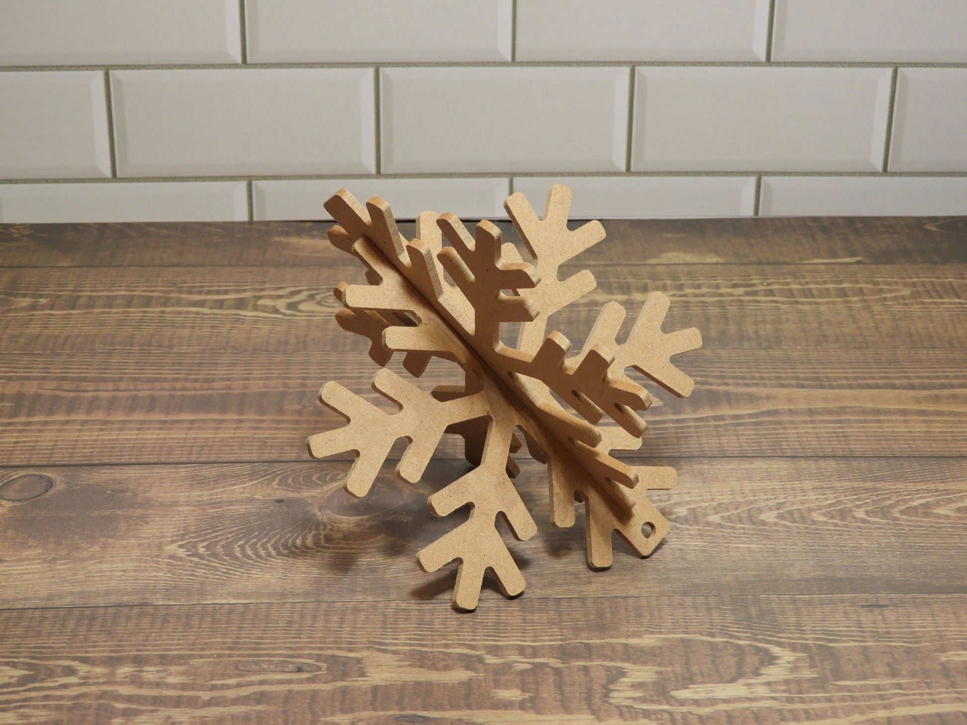 Raw mdf laser cut 3D Snowflake