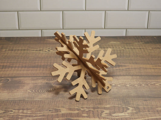 Raw mdf laser cut 3D Snowflake